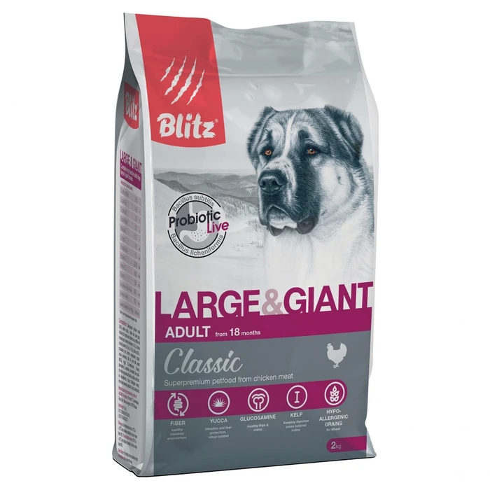 Сухой корм Blitz Classic для взрослых собак крупных и гигантских пород с курицей Adult Large&Giant Breed BDD04-2-02000