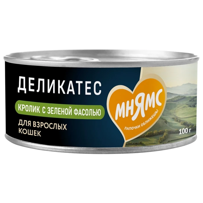 Консервы Мнямс для кошек с кроликом с зеленой фасолью Паштет по-мальтийски 176687