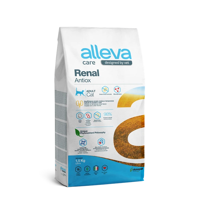 Сухой корм ALLEVA CARE для кошек диета при почечной недостаточности и уменьшения образования оксалатных и уратных камней CAT ADULT RENAL-ANTIOX 00-00000749/P10273