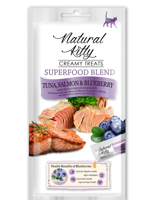 Лакомство Pettric Natural Kitty крем-суп для кошек Тунец, лосось и черника 00-00001724