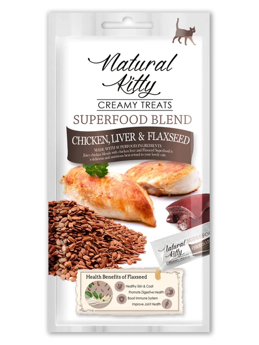 Лакомство Pettric Natural Kitty крем-суп для кошек Курица, куриная печень и семена льна 00-00001728