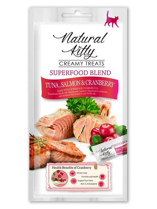Лакомство Pettric Natural Kitty крем-суп для кошек Тунец, лосось и клюква 00-00001725