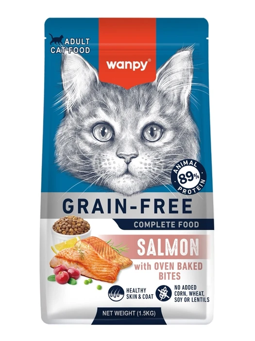 Беззерновой сухой корм Wanpy Cat для взрослых кошек с лососем ADULT CAT SALMON CFF-03166