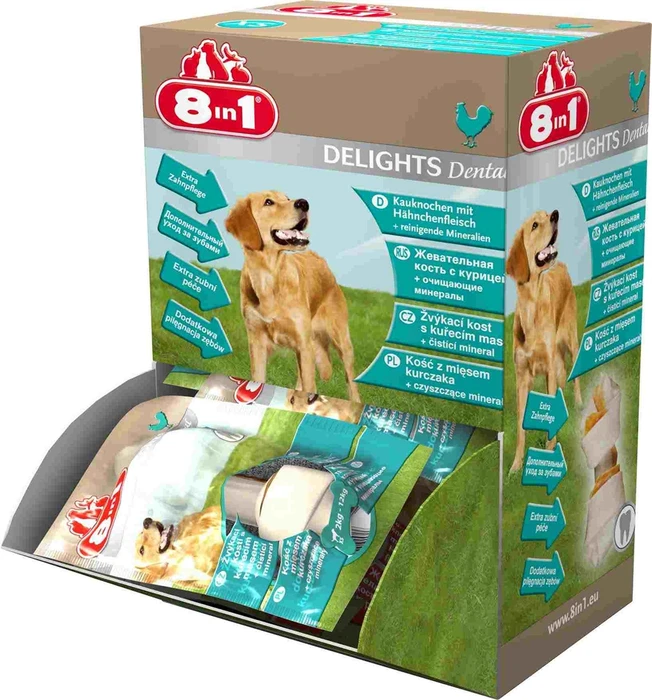 8in1 DENTAL DELIGHTS XS косточки с куриным мясом для мелких собак с минералами 7,5 см 108948