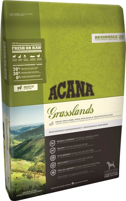 Беззерновой сухой корм ACANA Grasslands Dog для собак всех пород и возрастов с янгенком и уткой 47199