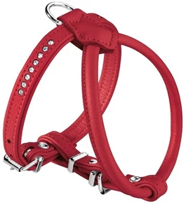 Hunter шлейка для собак Round&amp;Soft 45/6 (30/37-43 см) кожа стразы красная 41846