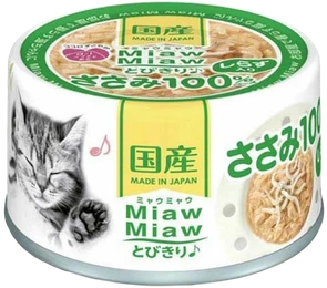 Консервы для кошек AIXIA MiawMiaw Tobikiri, куриное филе и мальки ширасу в нежном желе 45182723