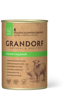 {{photo.Alt || photo.Description || 'Консервы GRANDORF для собак всех пород с ягненком и индейкой'}}