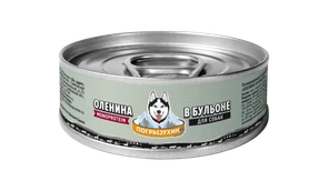 {{photo.Alt || photo.Description || 'Беззерновые консервы Погрызухин для собак из мяса Северного оленя в бульоне'}}