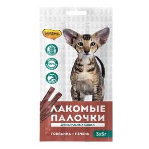 {{photo.Alt || photo.Description || 'Лакомство для кошек Мнямс лакомые палочки 13,5 см с говядиной и печенью'}}