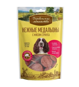 {{photo.Alt || photo.Description || 'Деревенские лакомства - Нежные медальоны с мясом страуса для собак'}}