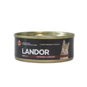 {{photo.Alt || photo.Description || 'Консервы Landor для стерилизованных кошек с куропаткой, курицей и клюквой'}}
