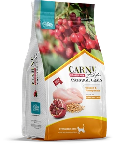 Сухой корм CARNI LIFE для стерилизованных кошек курица с гранатом и клюквой Ancestral Grain Chicken / Pomegranate Sterilised