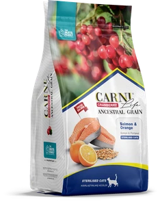 Сухой корм CARNI LIFE для стерилизованных кошек лосось с апельсином и клюквой Ancestral Grain Salmon / Orange Sterilised