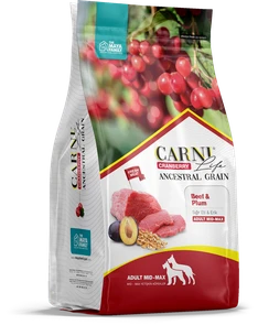 Сухой корм CARNI LIFE для взрослых собак средних и крупных пород говядина с черносливом и клюквой Ancestral Grain Beef / Plum Adult Medium / Maxi
