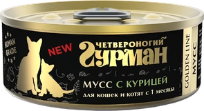 Консервы для котят и кошек Четвероногий гурман мусс с курицей Golden Line