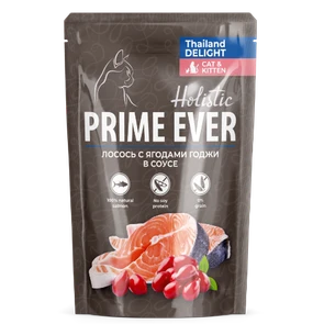 Пауч Prime Ever Holistic для котят и кошек лосось с ягодами годжи в соусе ЦБ-00056481