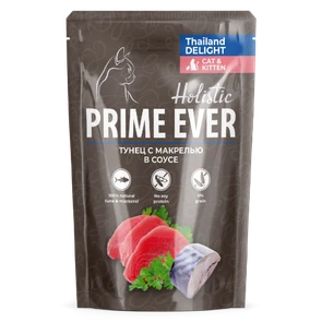 Пауч Prime Ever Holistic для котят и кошек тунец с макрелью в соусе ЦБ-00056477