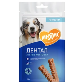 {{photo.Alt || photo.Description || 'Лакомство для чистки зубов для собак малых и средних пород Мнямс DENTAL "Зубные косточки" с говядиной'}}