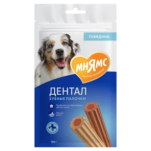 {{photo.Alt || photo.Description || 'Лакомство для чистки зубов для собак всех пород Мнямс DENTAL "Зубные палочки" с говядиной'}}