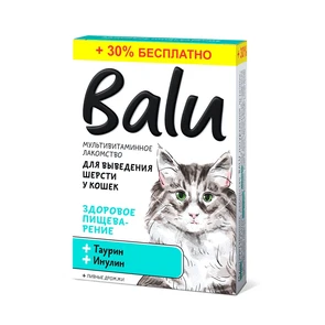 Лакомство мультивитаминное Balu для выведения шерсти у кошек "Здоровое пищеварение", таурин и инулин 00-00000764
