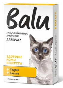 Лакомство мультивитаминное Balu для кошек "Здоровье кожи и шерсти", таурин и биотин 00-00000811