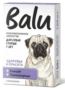Лакомство мультивитаминное Balu для собак старше 7 лет "Здоровье и красота", кальций и олигосахариды 00-00000760