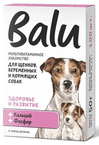 Лакомство мультивитаминное Balu для щенков, беременных и кормящих собак "Здоровье и развитие", кальций и фосфор 00-00000774