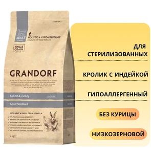 {{photo.Alt || photo.Description || 'Сухой корм GRANDORF для стерилизованных кошек кролик с индейкой Rabbit/Turkey STERILISED'}}