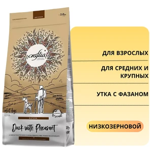 {{photo.Alt || photo.Description || 'Сухой корм CRAFTIA NATURA для взрослых собак средних и крупных пород из утки с фазаном (DUCK WITH PHEASANT ADULT DOG MEDIUM &amp; LARGE BREED)'}}