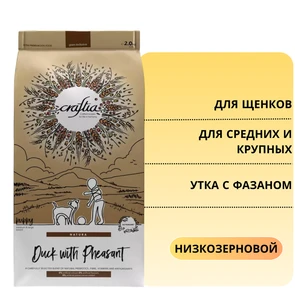{{photo.Alt || photo.Description || 'Сухой корм CRAFTIA NATURA для щенков средних и крупных пород из утки с фазаном (DUCK WITH PHEASANT PUPPY MEDIUM &amp; LARGE BREED)'}}