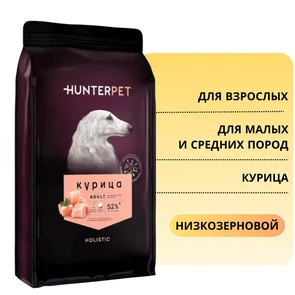 {{photo.Alt || photo.Description || 'Сухой корм HUNTERPET для взрослых собак мелких и средних пород с курицей (мелкая гранула)'}}