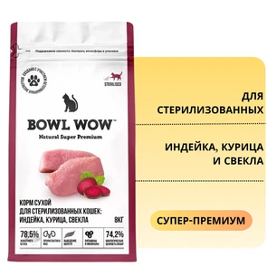 {{photo.Alt || photo.Description || 'Сухой корм BOWL WOW для стерилизованных кошек с индейкой, курицей и свеклой'}}