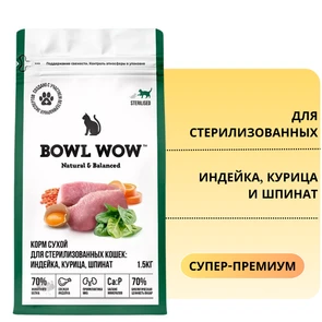 {{photo.Alt || photo.Description || 'Сухой корм BOWL WOW Fresh Meat для стерилизованных кошек с индейкой, курицей и шпинатом'}}