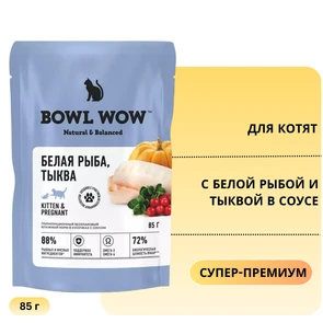{{photo.Alt || photo.Description || 'Пауч BOWL WOW для котят и беременных кошек с белой рыбой и тыквой в соусе'}}