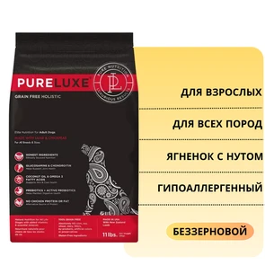 {{photo.Alt || photo.Description || 'Беззерновой сухой корм PURELUXE с ягненком и нутом для взрослых собак'}}