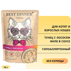 {{photo.Alt || photo.Description || 'Пауч BEST DINNER Holistic для кошек Тунец с лососем (филе в соусе)'}}
