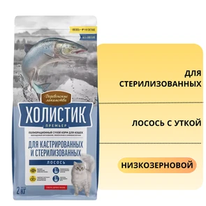 {{photo.Alt || photo.Description || 'Сухой корм ХОЛИСТИК Премьер для стерилизованных кошек с лососем и уткой'}}