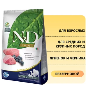 {{photo.Alt || photo.Description || 'Беззерновой cухой корм FARMINA ND PRIME для взрослых собак средних и крупных пород с ягненком и черникой'}}