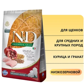 {{photo.Alt || photo.Description || 'Низкозерновой cухой корм FARMINA ND для щенков средних и крупных пород с курицей и гранатом'}}
