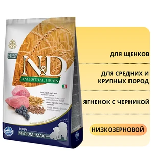 {{photo.Alt || photo.Description || 'Низкозерновой cухой корм FARMINA ND для щенков средних и крупных пород с ягненком и черникой'}}