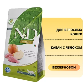 {{photo.Alt || photo.Description || 'Беззерновой cухой корм FARMINA ND для взрослых кошек кабан с яблоком'}}