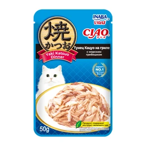 Пауч INABA Yaki Katsuo Dinner для кошек Тунец Кацуо на гриле с морским гребешком, 50 г RU702