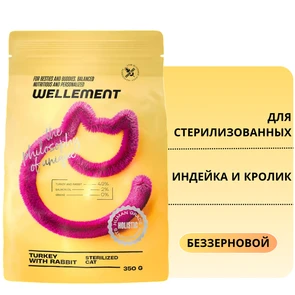 {{photo.Alt || photo.Description || 'Беззерновой сухой корм Wellement для стерилизованных кошек с индейкой и кроликом Sterilized Cat Turkey with Rabbit'}}