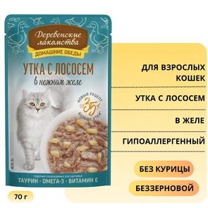 {{photo.Alt || photo.Description || 'Пауч для кошек Деревенские лакомства Утка с лососем в нежном желе'}}