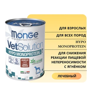 {{photo.Alt || photo.Description || 'Консервы Monge VetSolution для собак с ягнёнком для снижения реакции пищевой непереносимости Dog Hypo Monoprotein LAMB'}}