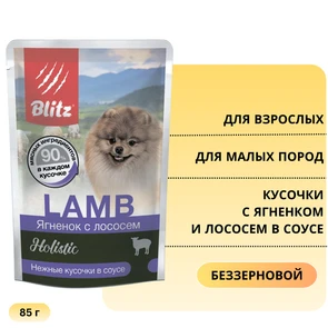 {{photo.Alt || photo.Description || 'Пауч Blitz Holistic для собак мелких пород кусочки с ягненком и лососем в соусе Lamb &amp; Salmon Adult Dog Small Breeds in Gravy'}}