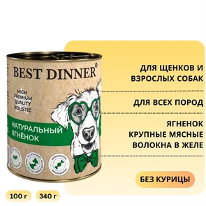 {{photo.Alt || photo.Description || 'Акция! Скидка 50% Срок 25.09.2026 340 г Консервы BEST DINNER High Premium для щенков и собак Натуральный ягненок'}}